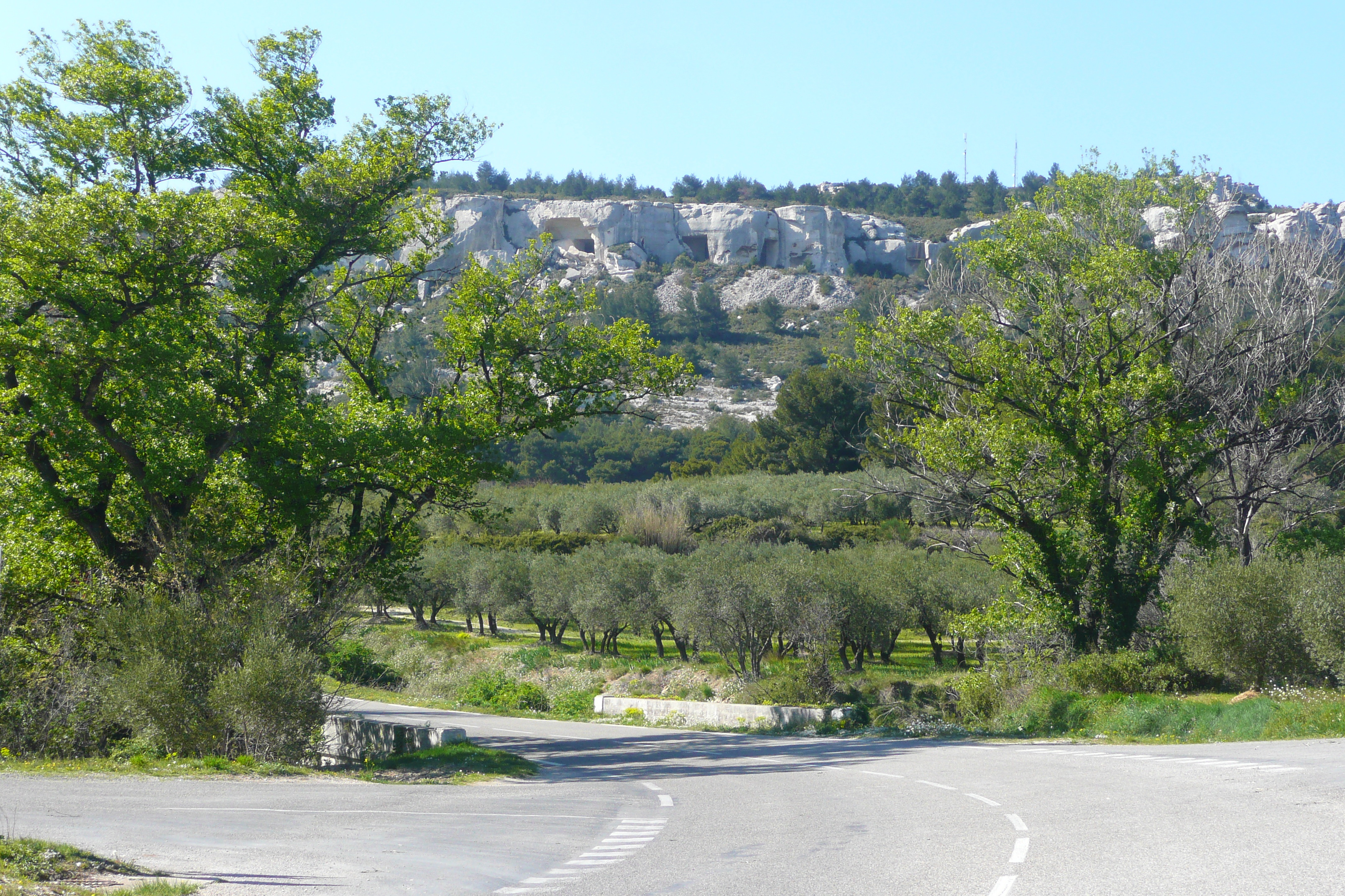 รูปถ่าย ฝรั่งเศส(France) โพรว็องส์(Provence) ถนนจากมูรีแยสไปโบเดอโพรว็องส์(Mouries to Baux de Provence road) 2008-04 16