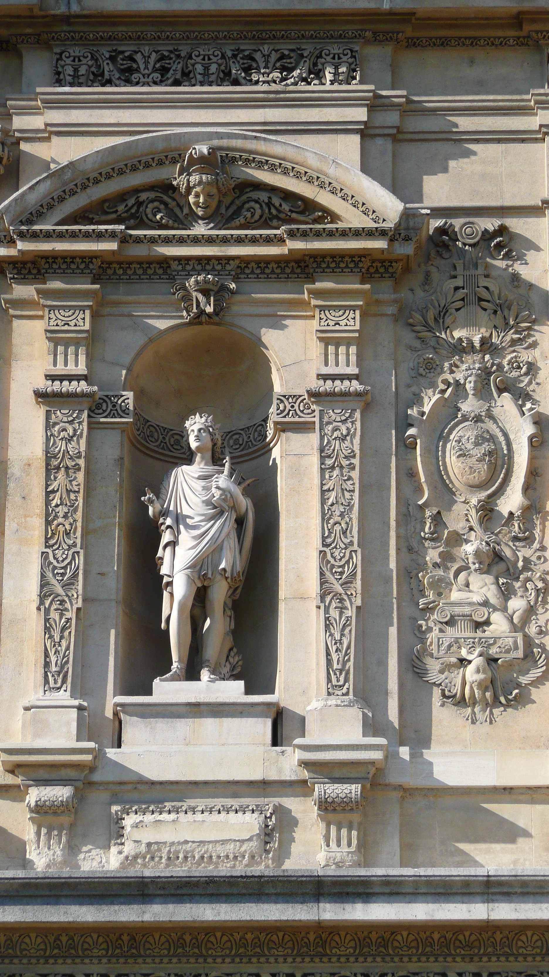 รูปถ่าย ฝรั่งเศส(France) ปารีส(Paris) ลูฟว์(Louvre) ด้านหน้าพระราชวังลูฟวร์ริมแม่น้ำ(Riverside facade of Louvre) 2007-07 25