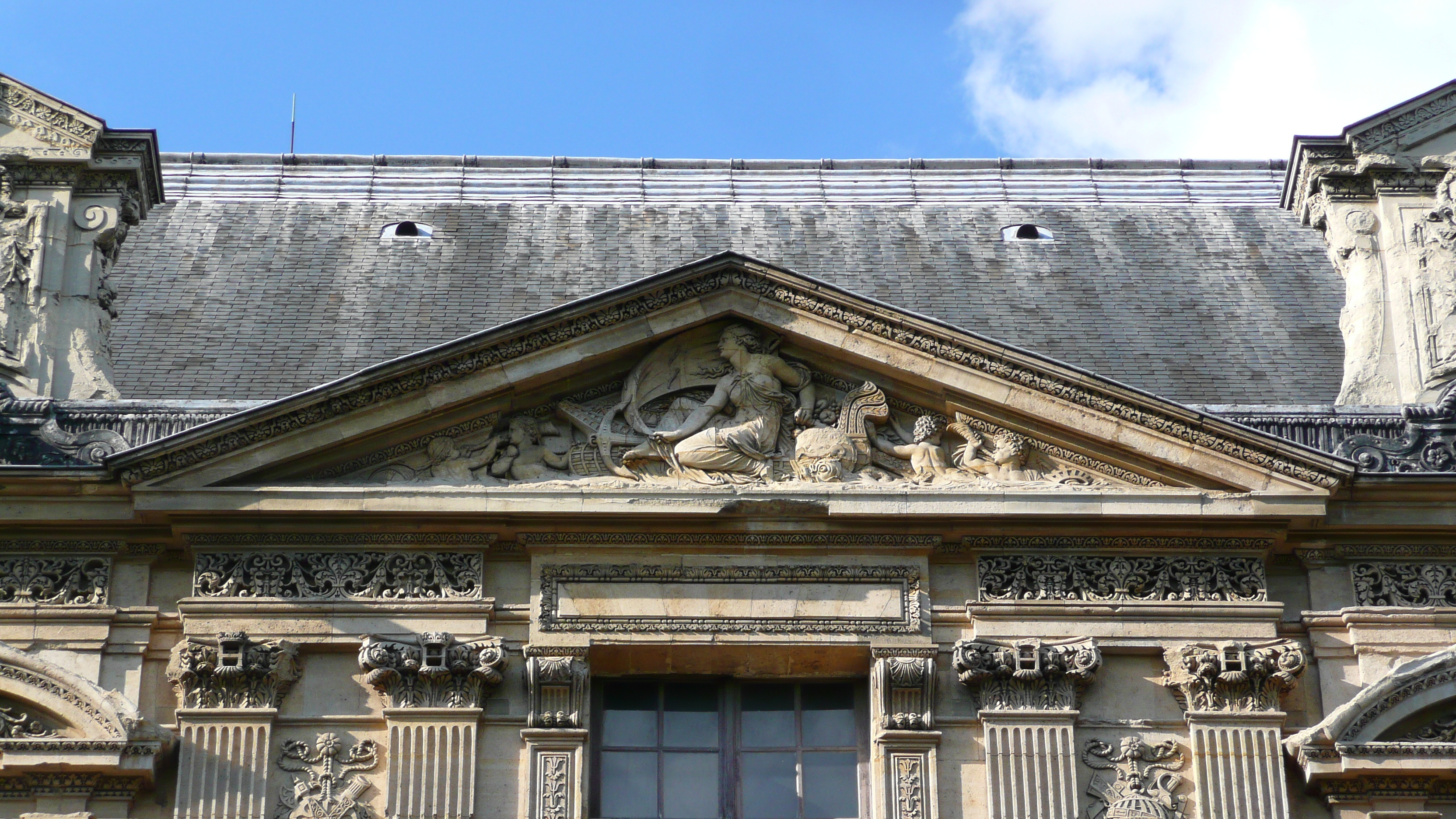 รูปถ่าย ฝรั่งเศส(France) ปารีส(Paris) ลูฟว์(Louvre) ด้านหน้าพระราชวังลูฟวร์ริมแม่น้ำ(Riverside facade of Louvre) 2007-07 64
