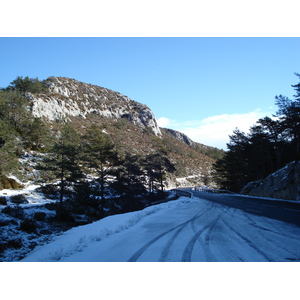 รูปถ่าย ฝรั่งเศส(France) ถนนจากกูร์เซกูลไปเกรโอลีแยร์-เล-เนจ(Coursegoule to Greolieres les neiges road) 2007-01 21