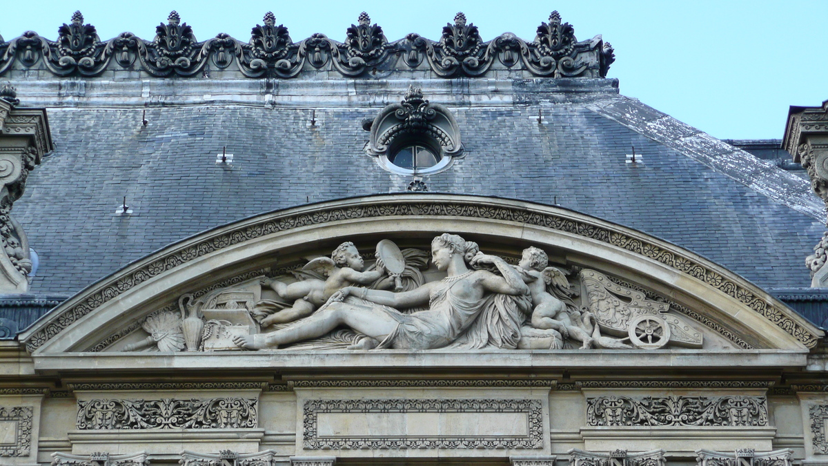 รูปถ่าย ฝรั่งเศส(France) ปารีส(Paris) ลูฟว์(Louvre) ด้านหน้าพระราชวังลูฟวร์ริมแม่น้ำ(Riverside facade of Louvre) 2007-07 44