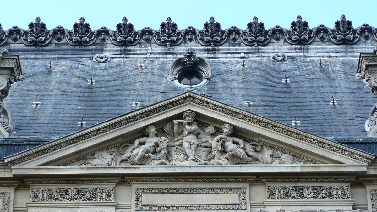 รูปถ่าย ฝรั่งเศส(France) ปารีส(Paris) ลูฟว์(Louvre) ด้านหน้าพระราชวังลูฟวร์ริมแม่น้ำ(Riverside facade of Louvre) 2007-07 49