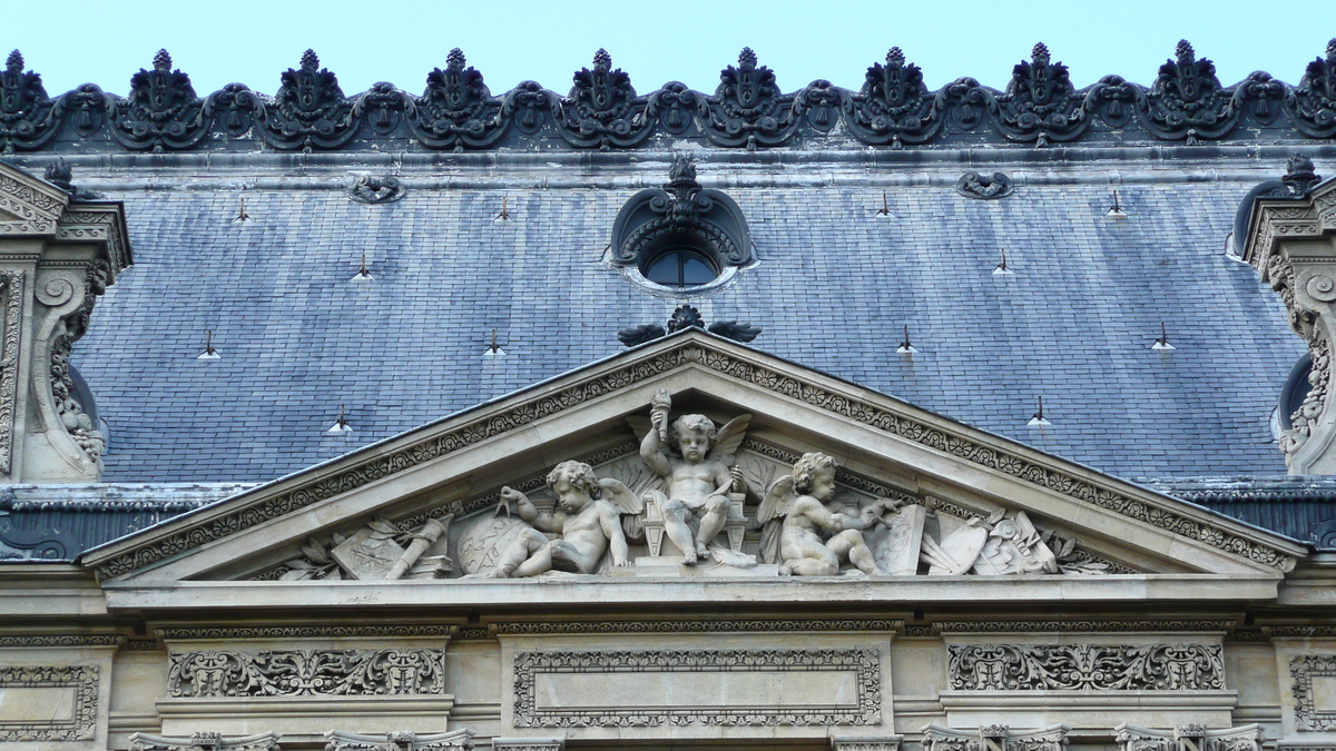 รูปถ่าย ฝรั่งเศส(France) ปารีส(Paris) ลูฟว์(Louvre) ด้านหน้าพระราชวังลูฟวร์ริมแม่น้ำ(Riverside facade of Louvre) 2007-07 28