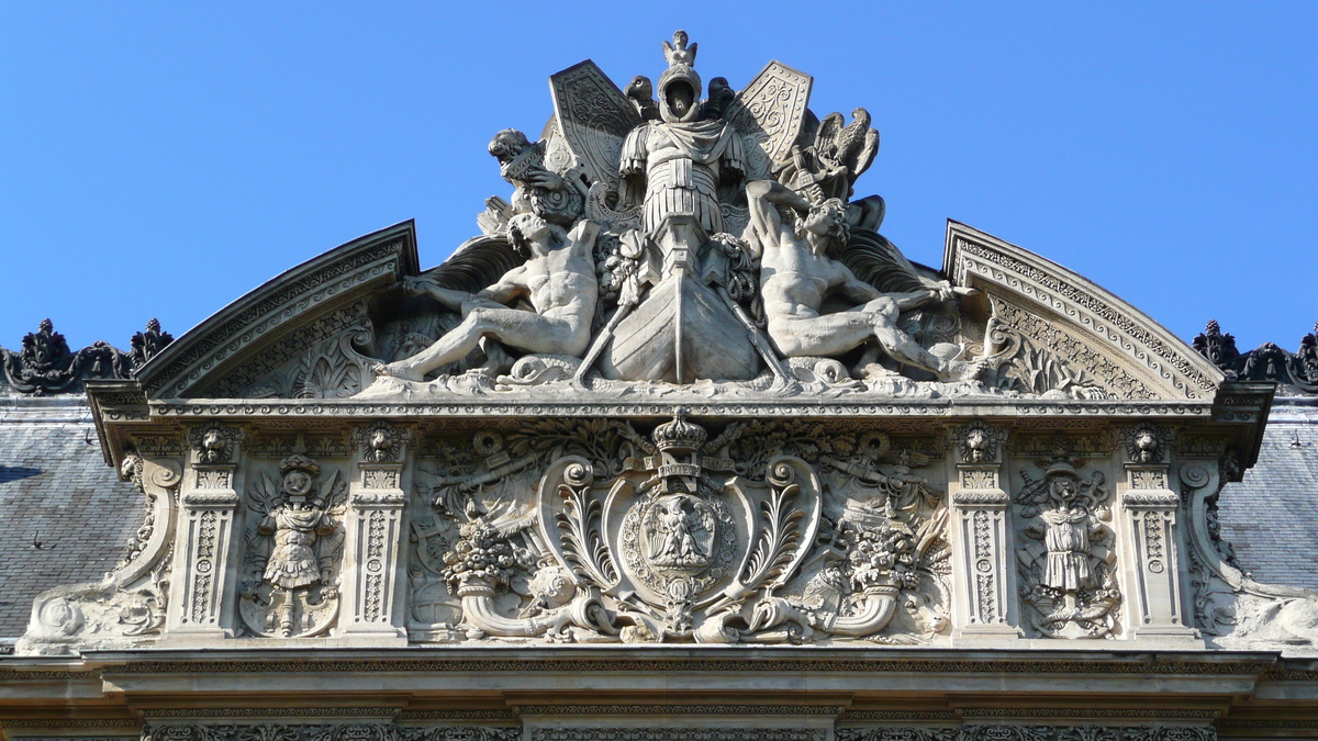 รูปถ่าย ฝรั่งเศส(France) ปารีส(Paris) ลูฟว์(Louvre) ด้านหน้าพระราชวังลูฟวร์ริมแม่น้ำ(Riverside facade of Louvre) 2007-07 43