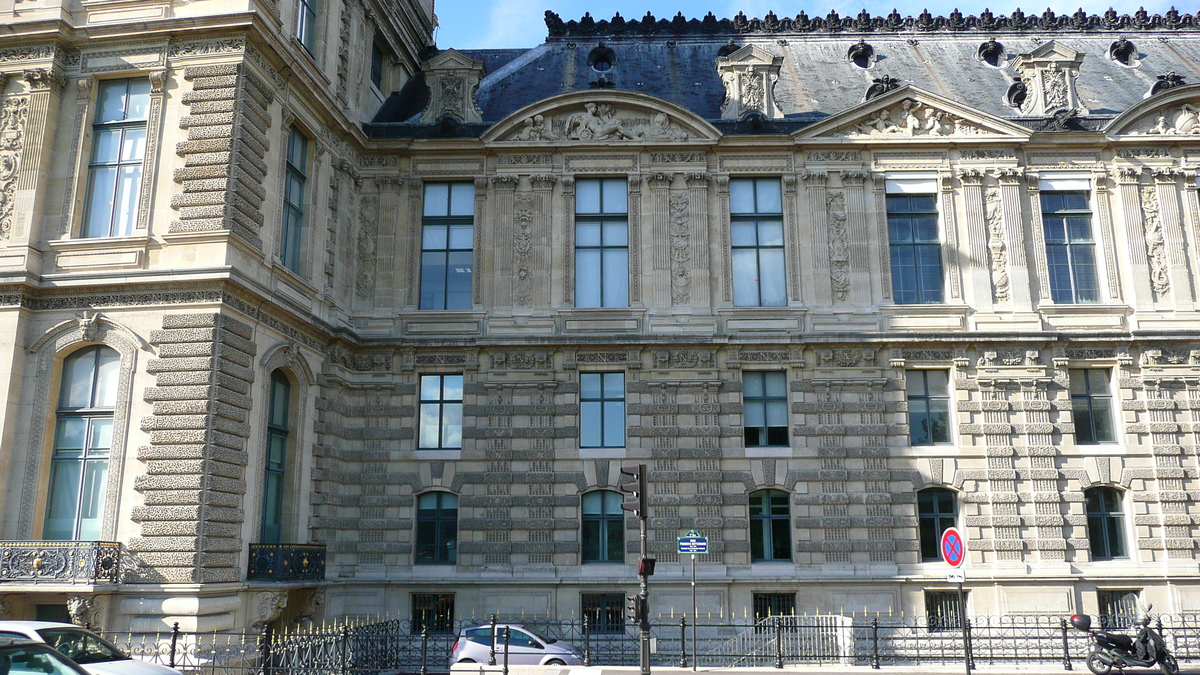 รูปถ่าย ฝรั่งเศส(France) ปารีส(Paris) ลูฟว์(Louvre) ด้านหน้าพระราชวังลูฟวร์ริมแม่น้ำ(Riverside facade of Louvre) 2007-07 15