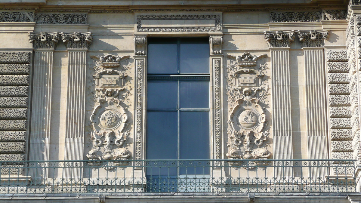 รูปถ่าย ฝรั่งเศส(France) ปารีส(Paris) ลูฟว์(Louvre) ด้านหน้าพระราชวังลูฟวร์ริมแม่น้ำ(Riverside facade of Louvre) 2007-07 4