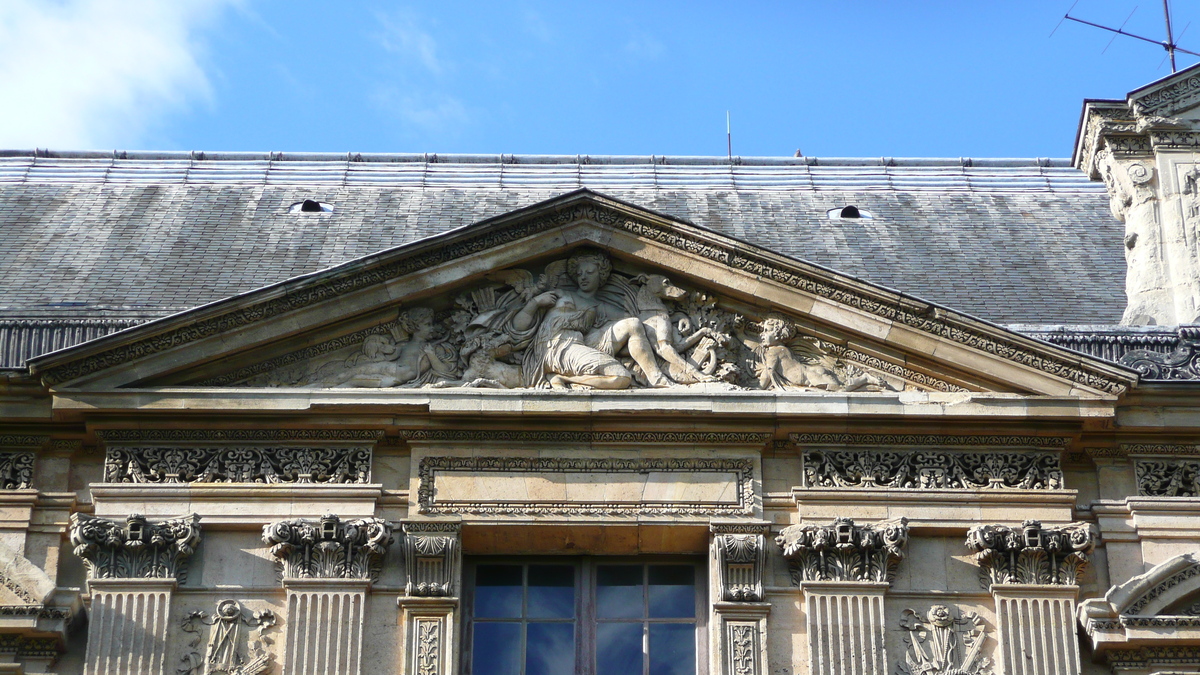 รูปถ่าย ฝรั่งเศส(France) ปารีส(Paris) ลูฟว์(Louvre) ด้านหน้าพระราชวังลูฟวร์ริมแม่น้ำ(Riverside facade of Louvre) 2007-07 48