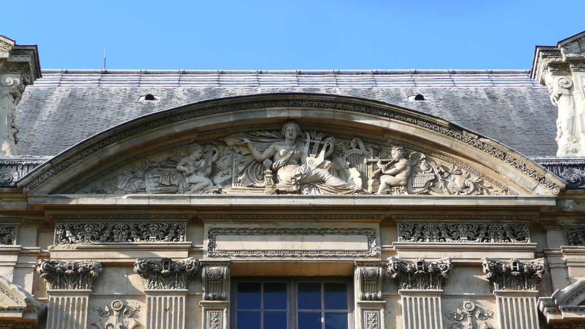 รูปถ่าย ฝรั่งเศส(France) ปารีส(Paris) ลูฟว์(Louvre) ด้านหน้าพระราชวังลูฟวร์ริมแม่น้ำ(Riverside facade of Louvre) 2007-07 32