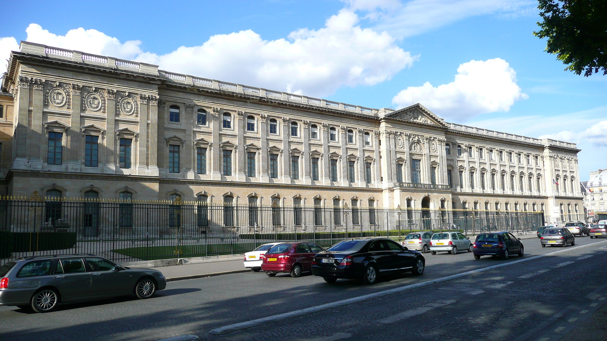 รูปถ่าย ฝรั่งเศส(France) ปารีส(Paris) ลูฟว์(Louvre) ด้านหน้าพระราชวังลูฟวร์ริมแม่น้ำ(Riverside facade of Louvre) 2007-07 31